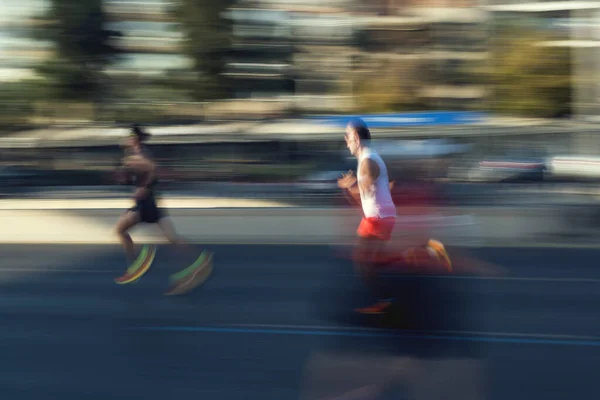 Izmir Turquia Setembro 2022 Competidores Correndo Com Borrão Movimento Meia — Fotografia de Stock