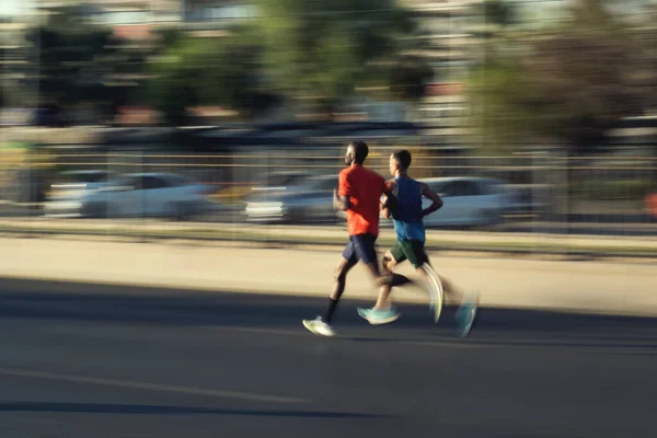Izmir Türkei September 2022 Laufsportler Mit Bewegungsunschärfe Beim Halbmarathon Laufen — Stockfoto