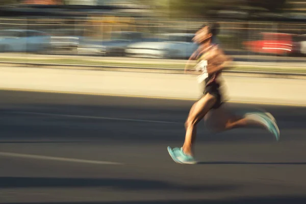 Izmir Turquia Setembro 2022 Correndo Homem Com Borrão Movimento Meia — Fotografia de Stock