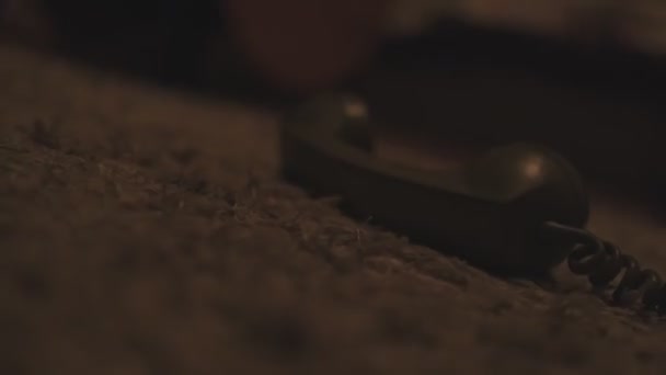 Crime Scene Footage Close Footage Phone Handset Ground Carpet Flashing — Stock Video