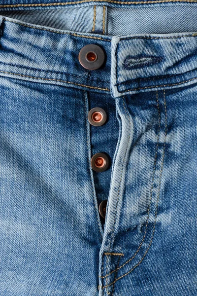 Close Shot Buttons Blue Jeans — Stock Photo, Image