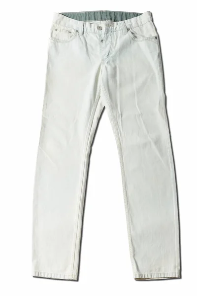 Beyaz Arka Planda Buz Mavisi Kot Pantolon — Stok fotoğraf