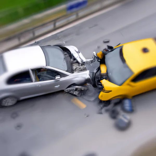 Top View Traffic Accident Two Cars Crashed — Stock Photo, Image
