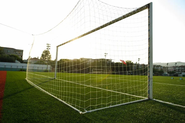 Close Shot Goal Post Footall Pitch — Stockfoto
