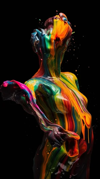 여자의 환각적 색채의 아크릴 페인팅을 하였다 — 스톡 사진