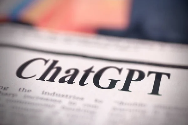 stock image Izmir, Turkey - January 10, 2022: ChatGpt written newspaper close up shot to the text.