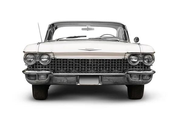 Izmir Turecko Června 2023 Čelní Pohled Bílý Cadillac 1960 Bílém — Stock fotografie
