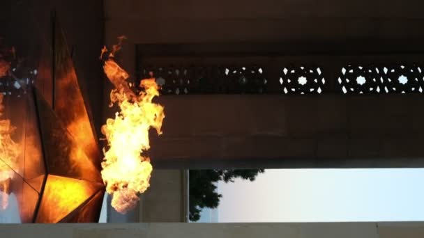 在这段视频中 我们可以感受到巴库永恒之火纪念碑迷人的慢动作展示 它体现了坚定不移的精神和顽强的生命力 — 图库视频影像