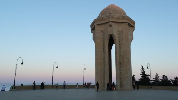 Baku Azerbajdzsán 2023 Június Széles Látószögű Kilátás Örök Láng Emlékműre — Stock videók