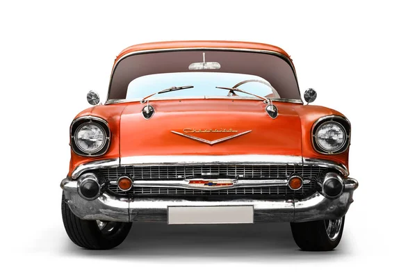 Izmir Turcja Czerwca 2023 Widok Przodu Pomarańczowego Chevroleta Impala 1957 — Zdjęcie stockowe
