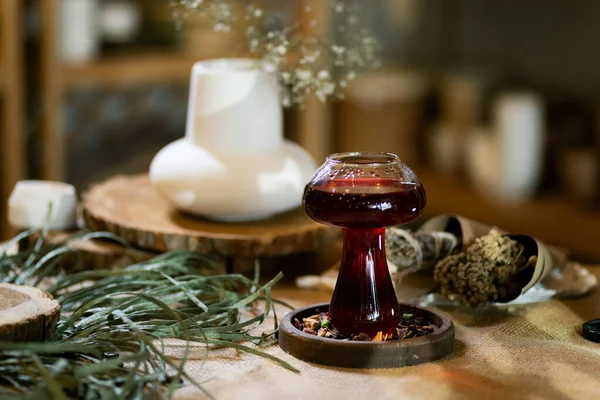 Winter Tea Served Cup Glass Mug Set Warm Inviting Atmosphere — Stock Photo, Image