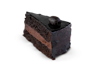 Zarif bir şekilde el değmemiş beyaz bir zemin üzerinde duran çikolatalı pasta, sizi zengin, çökmüş tabakalarına ve tatlı dondurmasına davet ediyor, tatlı bir kaçış anı sunuyor.