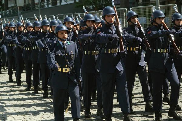 Izmir Turkey August 2023 Police Officers Blue Uniforms Stand Attention — Stock Photo, Image