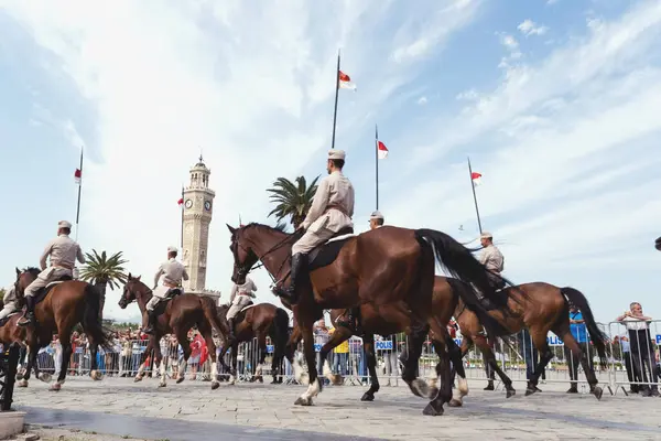 Izmir Turkey September 2023 Cavalrymen Proudly Exhibit Equestrian Skills Front — Stock Photo, Image