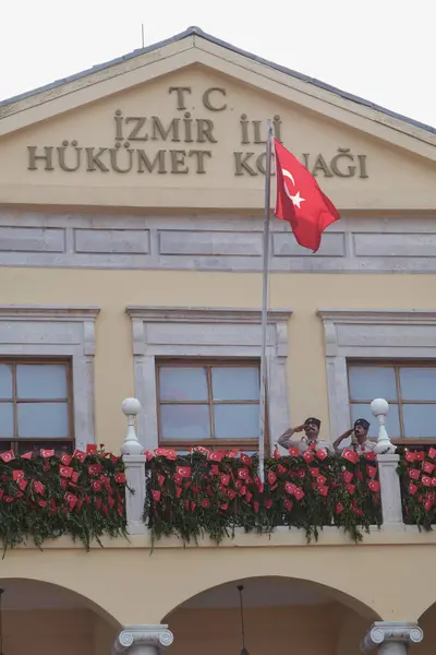 Izmir Turkey September 2023 Celebration City Liberation Cavalry Symbolically Raise — Stock Photo, Image