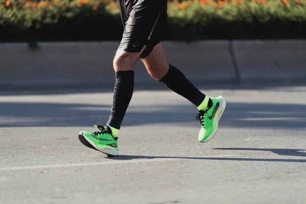 Izmir Turkey September 2023 Close Runner Feet Sporting Black Nike — Stock Photo, Image