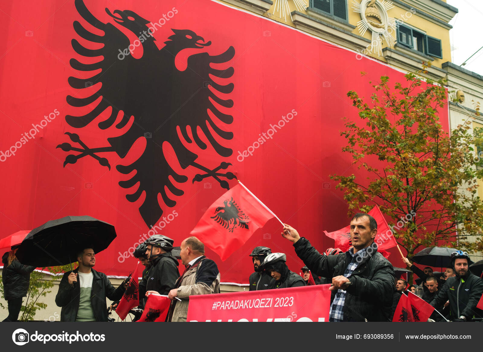 Tirana Albania November 2023 Rainy Independence Day Tirana City Hall