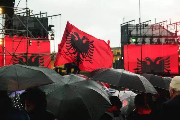 Tiran Arnavutluk Kasım 2023 Skanderbeg Meydanı Nda Yağmurlu Bir Bağımsızlık — Stok fotoğraf