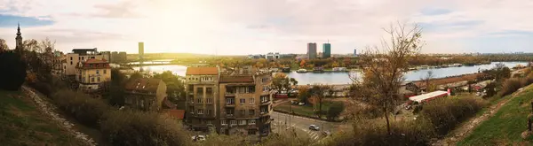 베오그라드 세르비아 12월 2023년 전망은 칼레메그단 Kalemegdan Park 다뉴브 Danube 스톡 사진