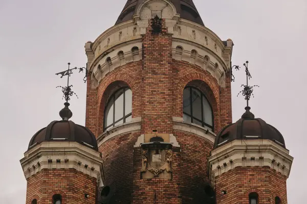 Belgrade Serbia December 2023 Historic Zemun Tower Stands Backdrop Cloudy 스톡 이미지