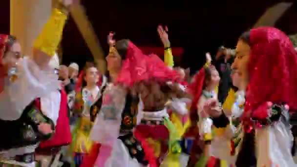 Tirana Albanien November 2023 Overhead View Students Traditional Attire Performing — Stockvideo