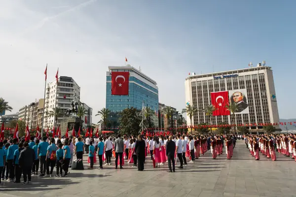 Измир Турция Апреля 2024 Года Празднование Национального Суверенитета Дня Защиты Стоковое Изображение