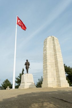 Canakkale, Turkey - Mar 19 2024: Photo of the Ataturk monument at Conkbayiri in Canakkale. clipart