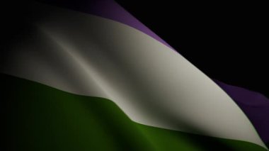 Cinsiyetçi gurur bayrağının, canlı renklerini ve akıcı, pürüzsüz hareketlerini gözler önüne seren, yakın plan, spot ışıklarıyla aydınlatılmış üç boyutlu gerçekçi animasyonu.