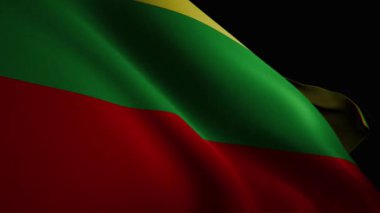 Hırvatistan bayrağını sallayan kırmızı, beyaz ve mavi renklerinin simgesel arma ile vurgulandığı, spot ışıklarıyla aydınlatılmış, gerçekçi bir 3 boyutlu animasyon.