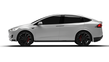 İzmir, Türkiye - 19 Aralık 2025: Şeffaf arkaplan, beyaz Tesla Model X 'in soldan tam sol görüşü, yüksek çözünürlüklü 3D bir tasarım ve elektrik yeniliği sergiliyor