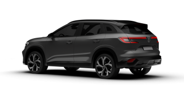 İzmir, Türkiye - 13 Nisan 2025: Renault Austral 2024 'ün şeffaf arkaplan üzerine sol arka sol tarafı.