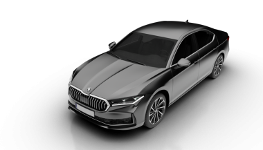  İzmir, Türkiye - 17 Nisan 2025: Koyu gri Skoda Superb 2024 