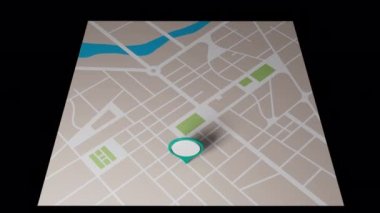 Bu, teslimat yeri olan bir şehir haritasının 3 boyutlu animasyonu.