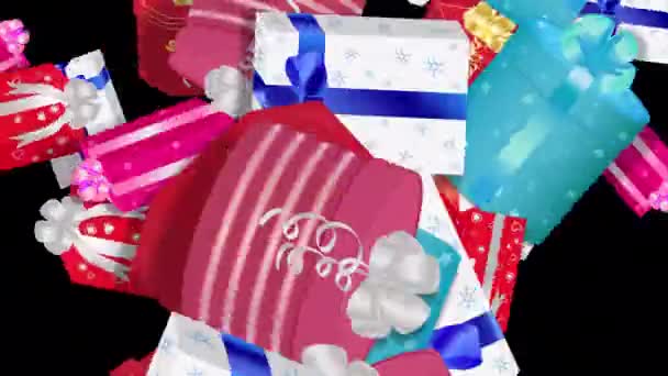 Detta Ett Paket Med Olika Presentförpackningar Övergångar — Stockvideo