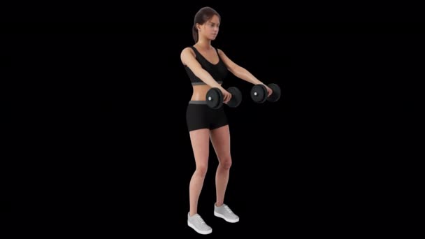Animation Shows How Perform Dumbell Front Raise — Stock Video