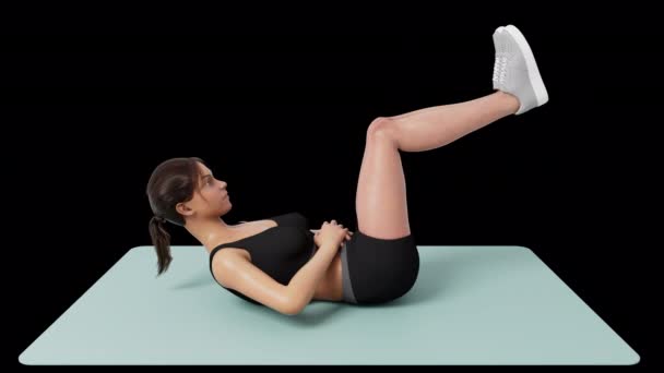 Animation Shows How Perform Reverse Crunch Exercise — Stock Video