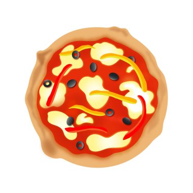 Bu zeytin ve biberli pizzanın bir çizimi.