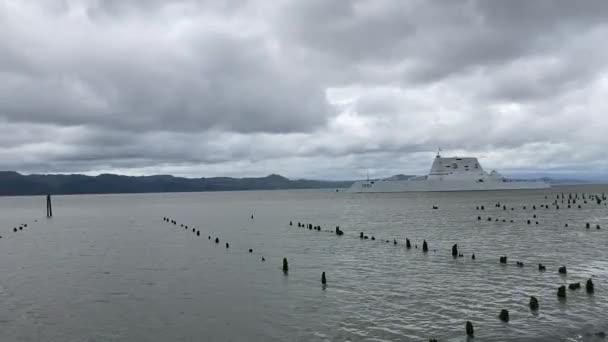 Astoria Oregon Usa 2022 United States Navy Zumwalt Class Destroyer — Stock videók