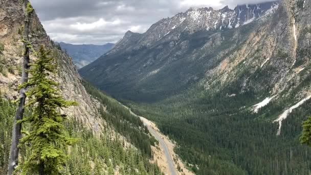 Vista Sul Washington Pass Affaccia Bellissimo Tratto Strada Sul Famoso — Video Stock