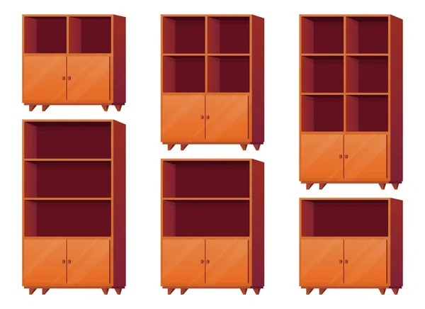 卡通风格矢量画框中的木制橱柜 在白色上隔离 — 图库矢量图片