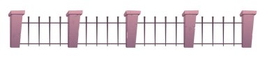 Steel fence with concrete posts in cartoon style
