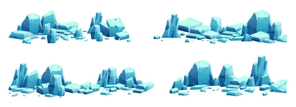 卡通风格矢量中的蓝色冰晶在白色上被隔离 — 图库矢量图片