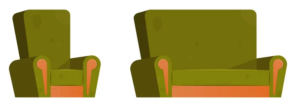 Cartoon Armchair Sofa Vector Illustration Isolated White — Image vectorielle