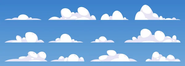 白い背景に隔離された漫画の雲のコレクションベクトルイラスト — ストックベクタ