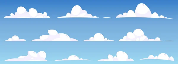 Desenhos Animados Nuvens Coleção Vetor Ilustração Isolado Fundo Branco —  Vetores de Stock