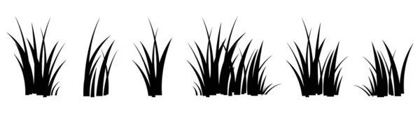Tecknad Silhuett Gräs Blad Samling Vektor Illustration Isolerad Vit — Stock vektor