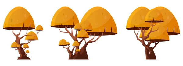 Барвиста Колекція Мультяшного Дерева Ізольована Білому Лісові Дерева Векторні Ілюстрації — стоковий вектор
