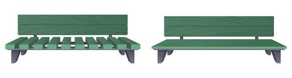 卡通风格矢量图像中的公园长椅集合 在白色上隔离 — 图库矢量图片