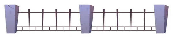 Steel Fence Concrete Posts Cartoon Style — 스톡 벡터