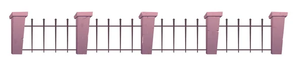带有卡通风格混凝土柱子的钢制围栏 — 图库矢量图片
